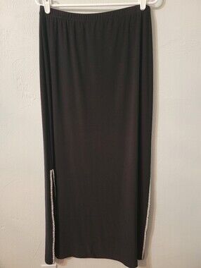 MSK Unique Split Black Sleek Long Sequin Edge Skirt Size Large